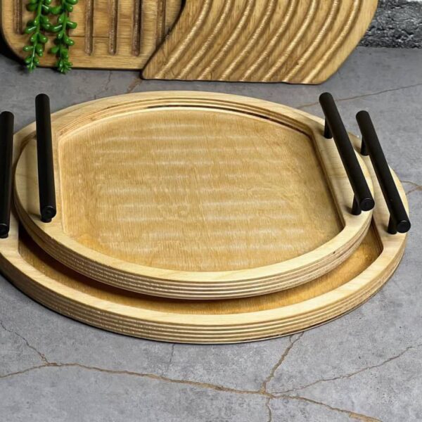 سینی جفتی چوبی دسته مشکی45 عددی کد2429